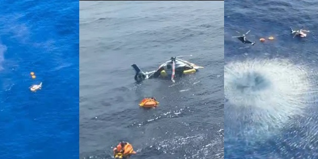 Helikopter Denize Acil İniş Yaptı, 2 Pilot ve 6 Yolcu Kurtarıldı